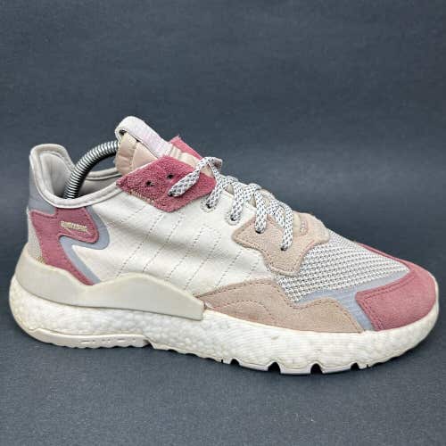 Adidas Nite Jogger White Trace Pink Violet Womens Size 9.5 Sneakers DA8666