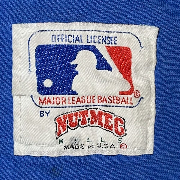 Vintage Chicago Cubs Baseball Nutmeg T-Shirt Size Large Blue 1992