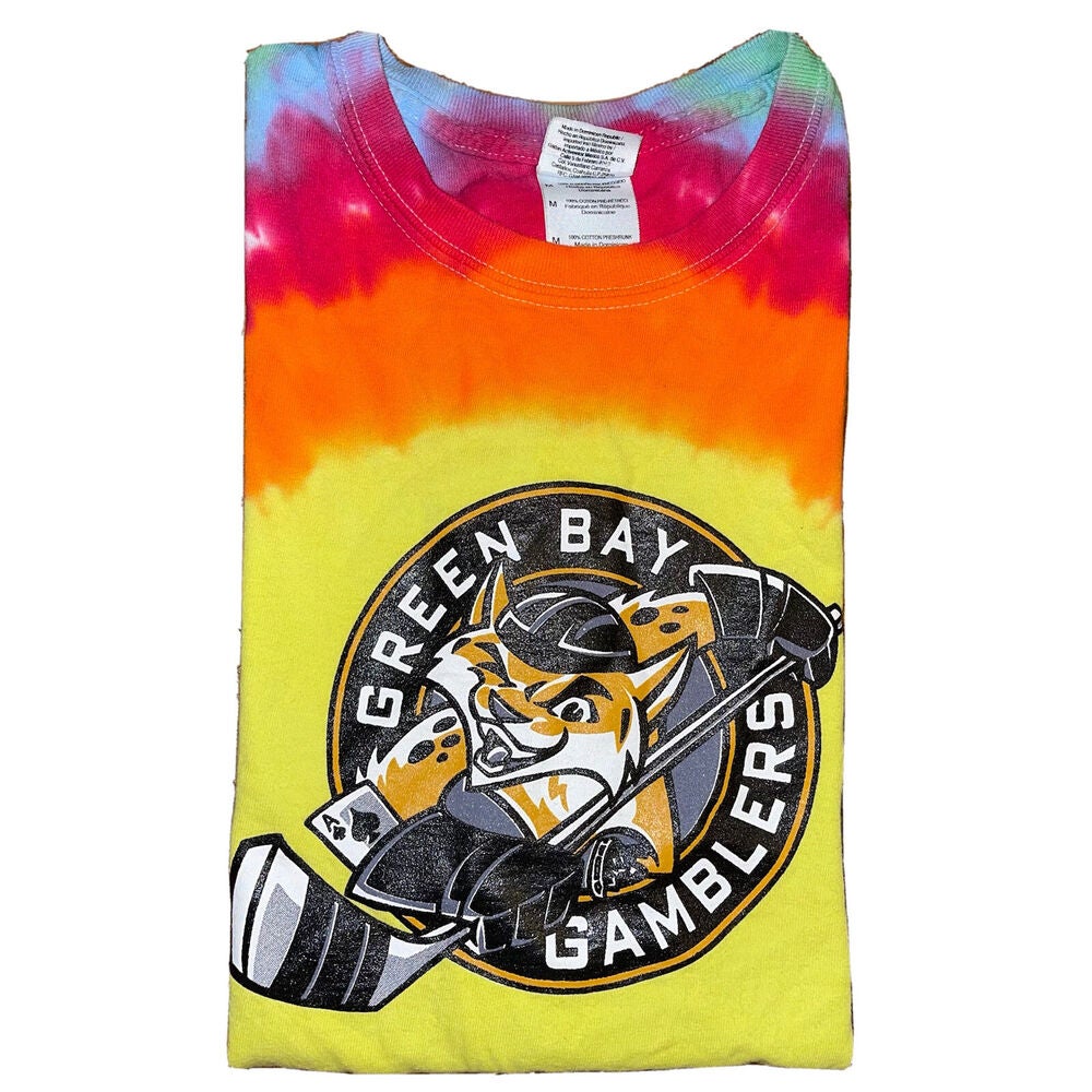 Green Bay Gamblers Tie Dye Hockey T-Shirt Wisconsin Packers Hippy