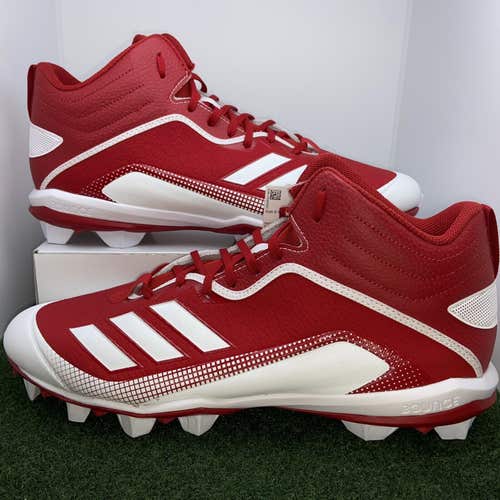 New Men's Size 14 Molded Baseball Cleats Adidas Bounce Icon 6 Mid MD Red
