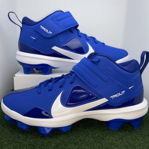 New Men's Size 11.5 High Top Molded Baseball Cleats Nike Trout 7 Pro MCS Blue
