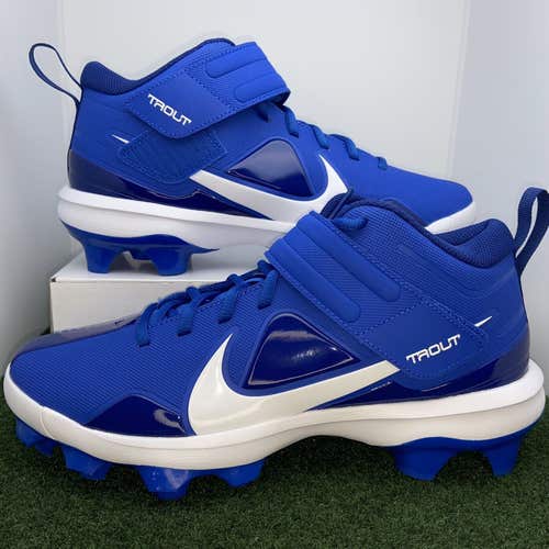 New Men's Size 14 High Top Molded Baseball Cleats Nike Trout 7 Pro MCS Blue