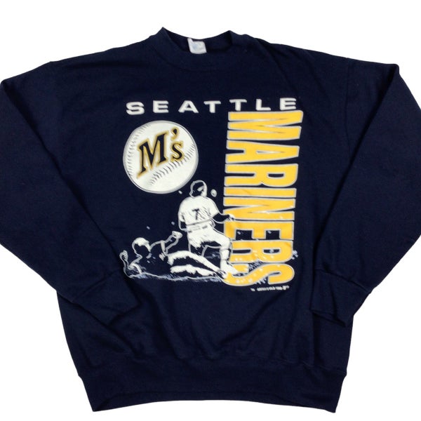 CustomCat Seattle Mariners Vintage MLB Crewneck Sweatshirt Navy / L