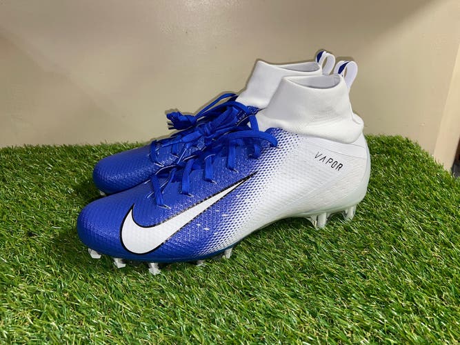 Men Nike Vapor Untouchable Pro 3 Football Cleats AO3021-145 White Blue Size 10.5