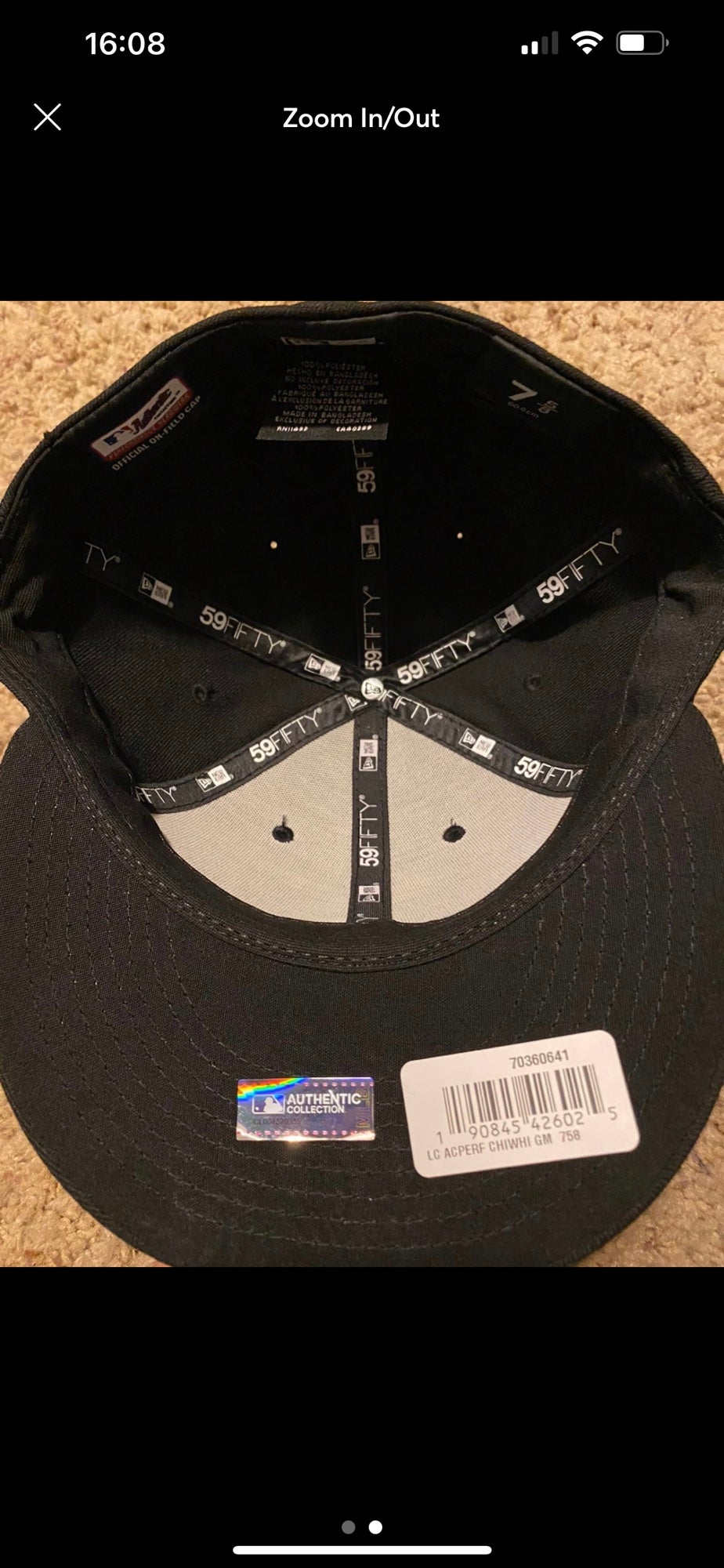 New Era Chicago White Sox 7 5/8 cap On Field 59/Fifty LOW