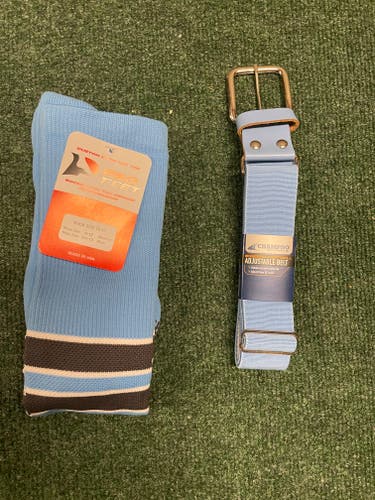 Columbia Blue New Belt and New Sock Combo Set