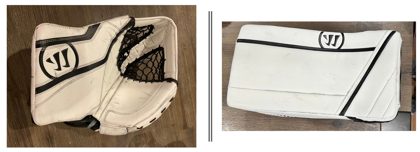 Senior Pro White Warrior G2 Glove and Senior White Pro R/GT Blocker