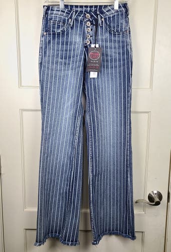 Cowgirl Tuff Velocity Western Jeans Stripe Pants Stretch Size 25 x 35