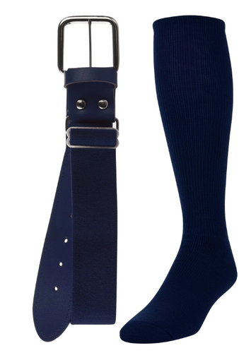 Baseball Socks / Belt Combo – Navy – Large/Adult