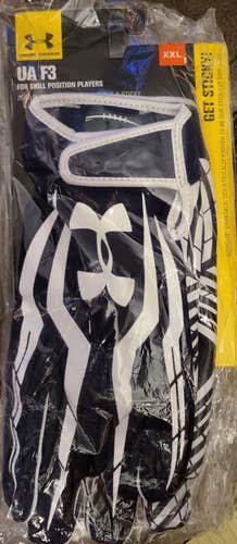 Under Armour UA F3 Football Gloves Mens 1230444-001 BLACK per pair NEW XXLARGE