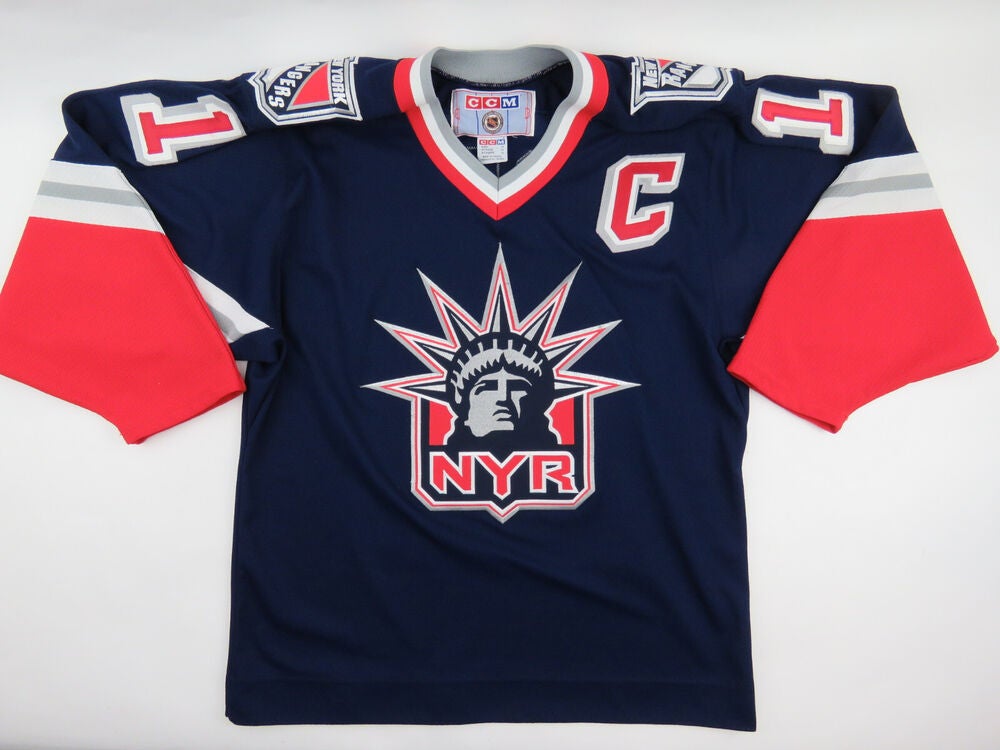 Mens New York Rangers Jersey white lady liberty retro STARTER NHL