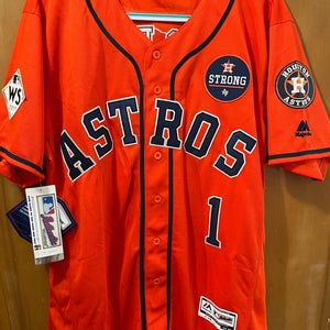Houston Astros #1 Carlos Correa 2017 World Series Champions Flex Base MLB Jersey Size 40