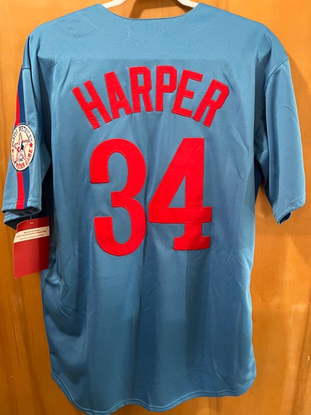 Montreal Expos #34 Bryce Harper 1982 Royal Blue Stitched Baseball Jersey  Size 44