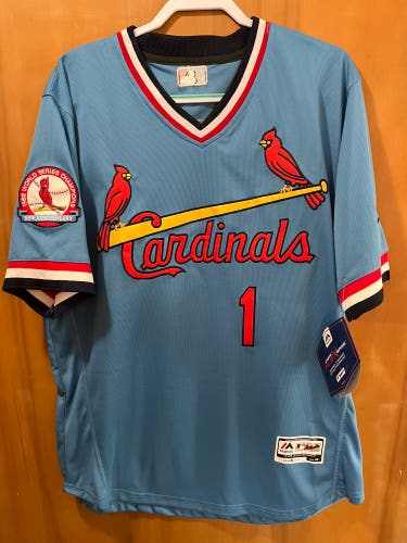 Ozzie Smith 1982 St. Louis Cardinals MajesticMen's 30th Anniv. Blue Jersey 40