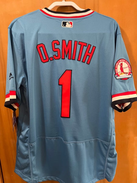 Ozzie Smith 1982 St. Louis Cardinals MajesticMen's 30th Anniv. Blue Jersey  40