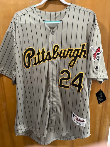 Pittsburgh Barry Bonds Jersey #24 Stitched Gray Pinstriped size 44