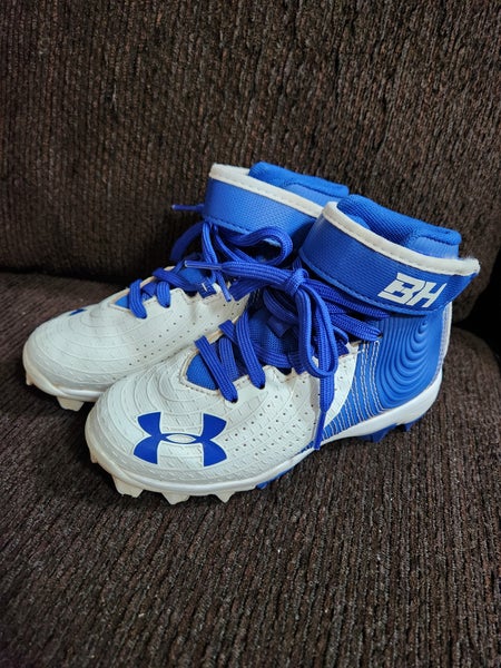 Blue Used Youth Kid's Molded Cleats Under Armour High Top Harper 4