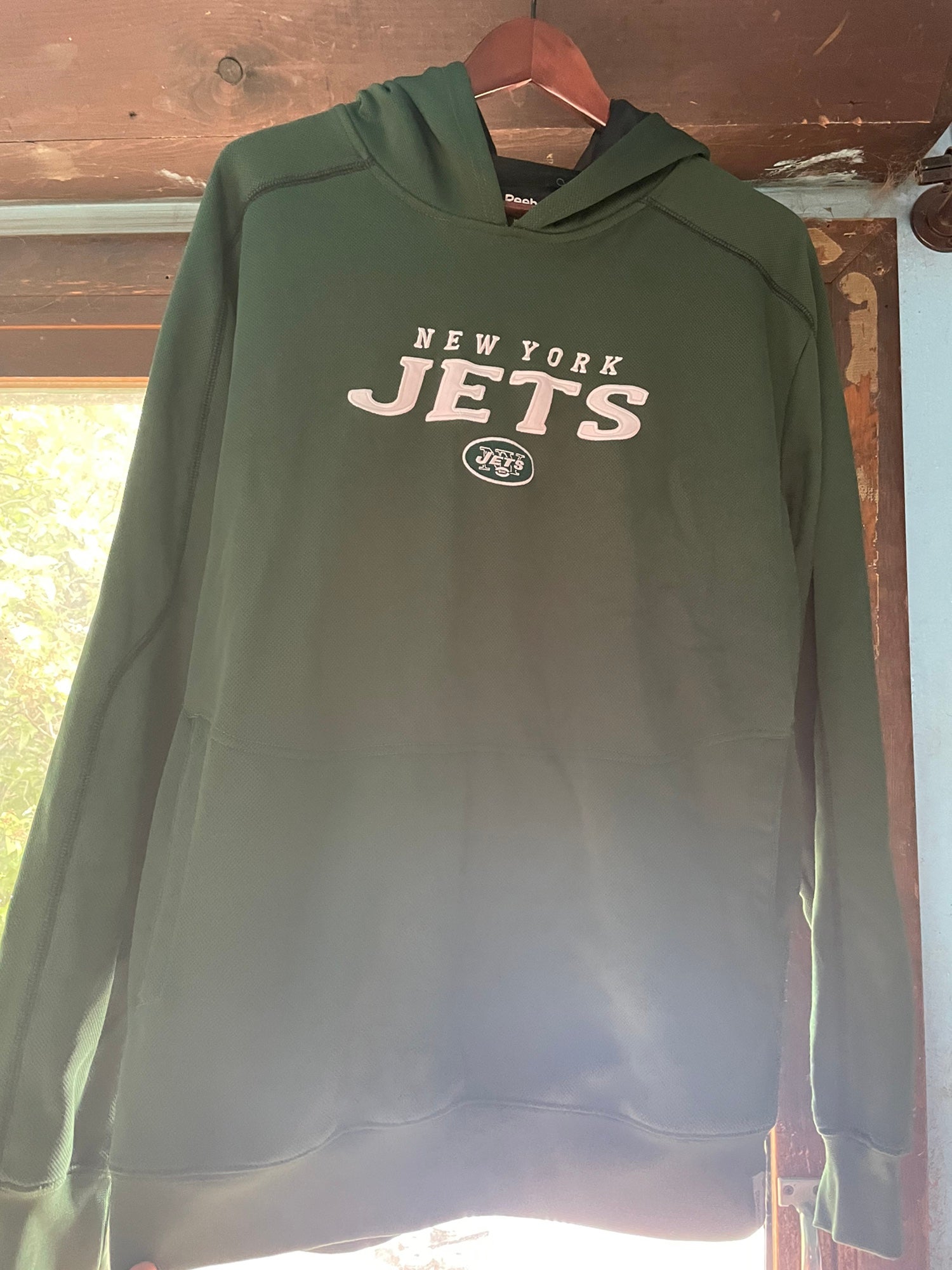 NEW YORK JETS NFL Hoodie Sweatshirt VINTAGE Men's MEDIUM REEBOK TEAM  APPAREL