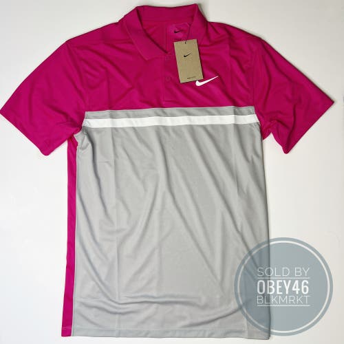 NIKE Dri-FIT Victory Color Blocked Polo Shirt Active Pink Golf