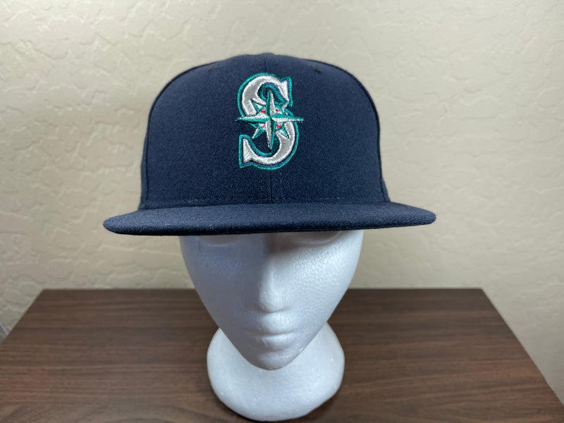 Seattle Mariners Hat Cap New Era Size 7 1/8 Fitted Blue M Logo On Field  59Fifty