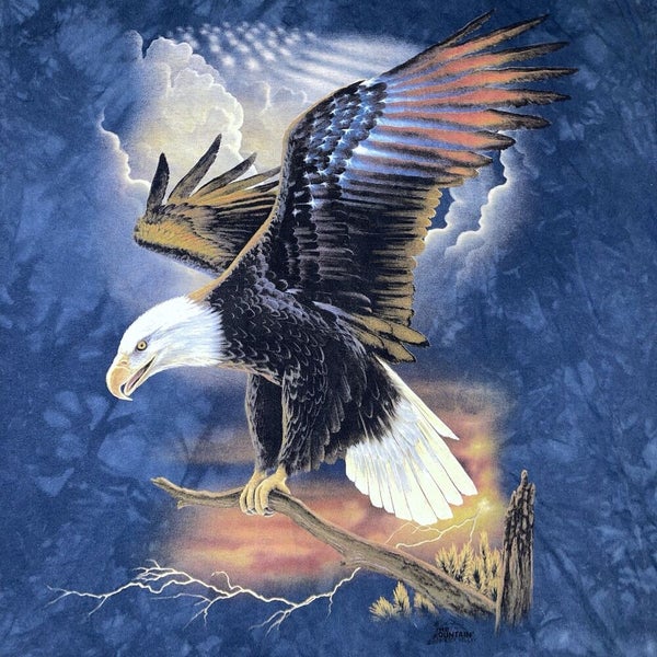 Animal Print Vintage Bald Eagle Tee Shirt Size XL