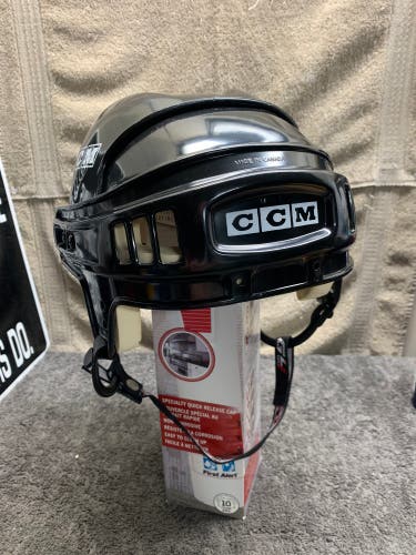 VINTAGE LARGE 7-5/8 1980-1990 STYLE HT2 CCM BLACK HOCKEY HELMET