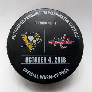 Oct 4 2018 Penguins vs Capitals Official NHL Warm-Up Hockey Puck Opening Night