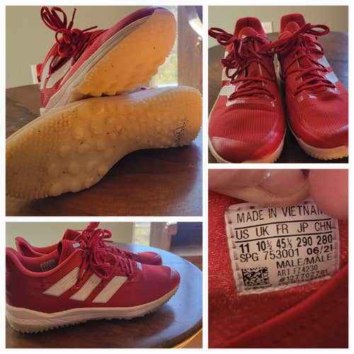 Red Adult Men's New Size 11 (Women's 12) Turf Cleats Adidas Low Top Adizero