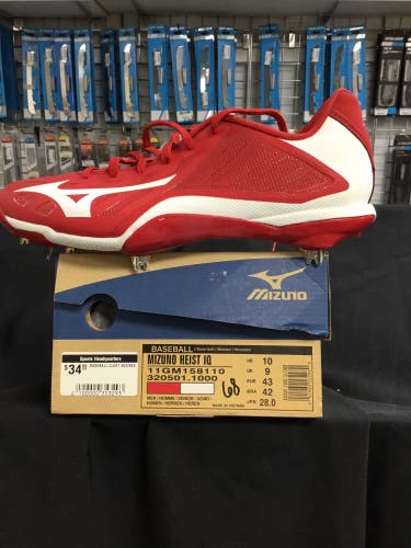 Mizuno Heist IQ metal baseball cleats sz 10