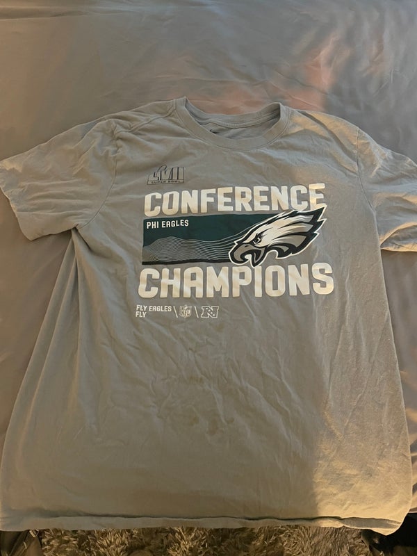 Nike Men's 2022 NFC Champions Trophy (NFL Philadelphia Eagles) T-Shirt in Grey, Size: Large | NP9901V86Z-QC9