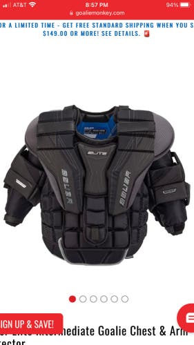 New Medium Bauer Elite Goalie Chest Protector