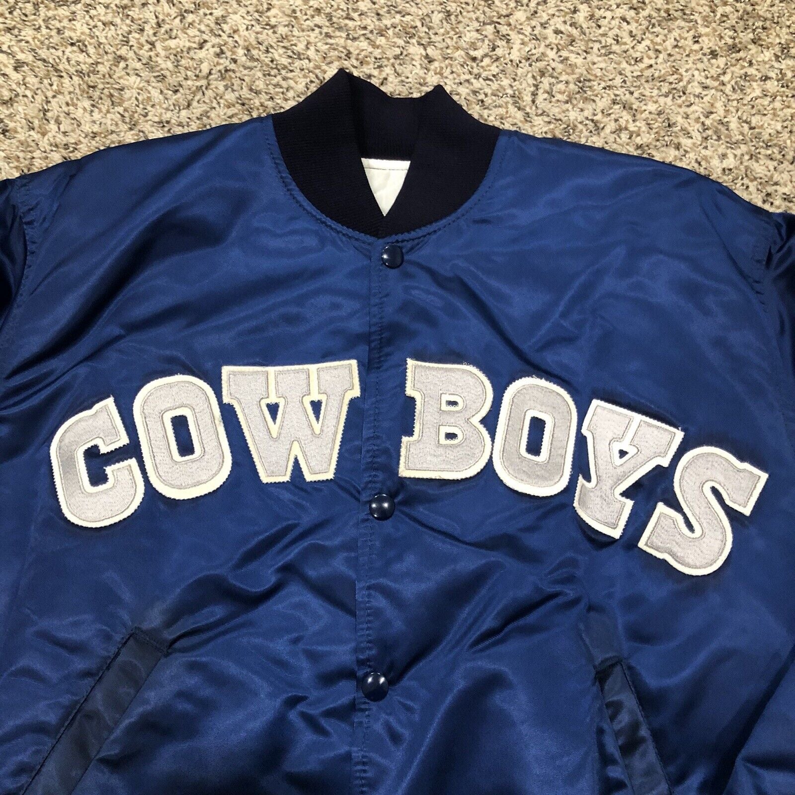 Vintage 1980s Dallas Cowboys Starter Satin Jacket Made in Usa M EUC