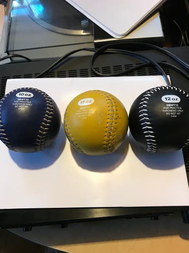 3 Weighted Balls 10oz/11oz/12oz for Arm Strength Building - Throwing/Pitching - Used
