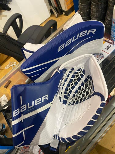 Intermediate New Bauer Supreme 3S Goalie catch glove and blocker
