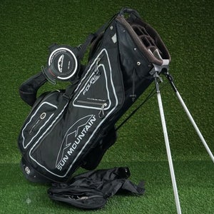 SUN MOUNTAIN FOUR 5 CFB 8-WAY DIVIDER GOLF STAND BAG, BLACK/WHITE