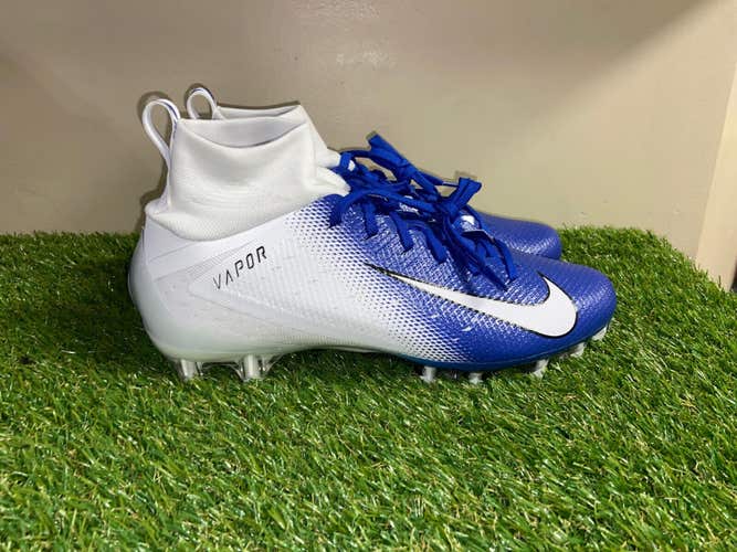 Men Nike Vapor Untouchable Pro 3 Football Cleats AO3021-145 White Blue Size 13