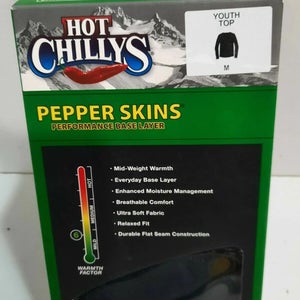 Hot Chillys Pepper Skins Base Layers Youth Medium Black Shirt Winterwear New