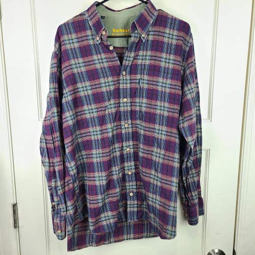 Barbour Men's Country Shirt Button Down Plaid Flannel Shirt Size: M