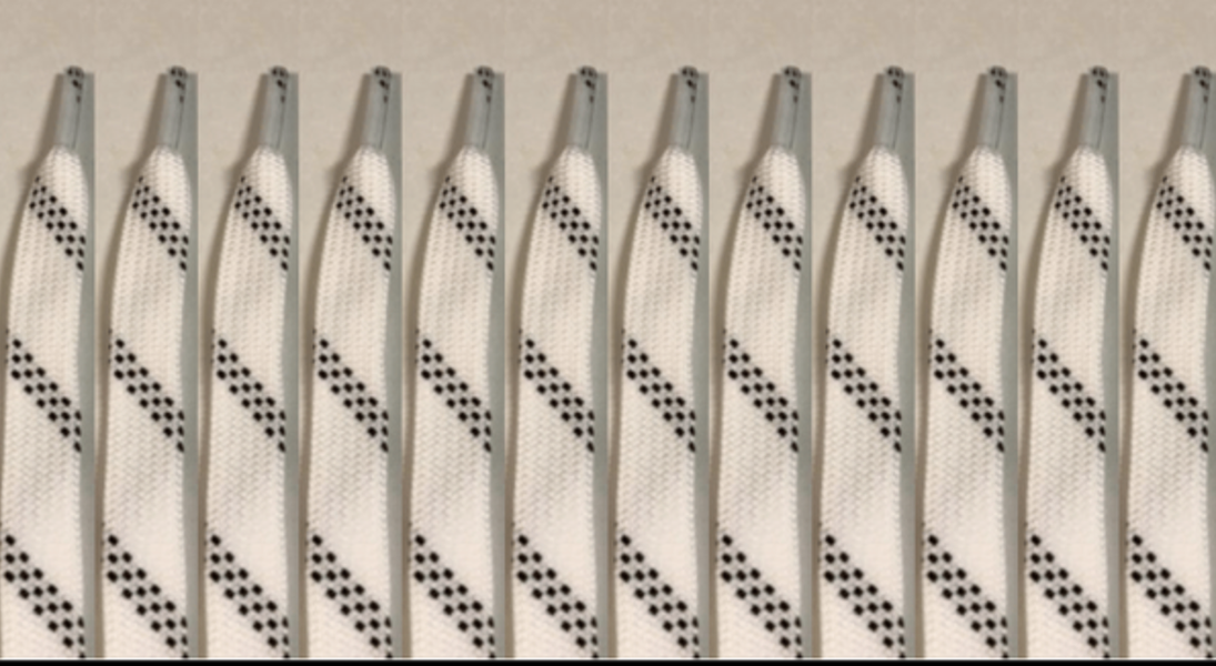 BULK  White / Black Tipped Lacrosse Shooting Lace 12 Count (4 Sets) (48 Laces)