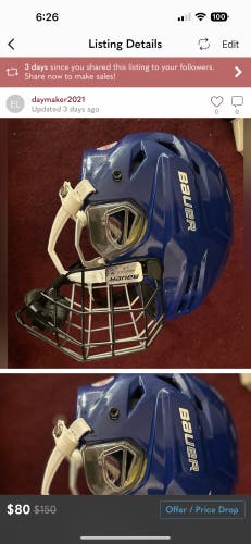 New Large Bauer Helmet blue