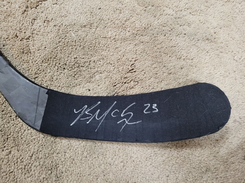 BROCK MCGINN 21'22 Signed Pittsburgh Penguins NHL Game Used Hockey Stick COA c