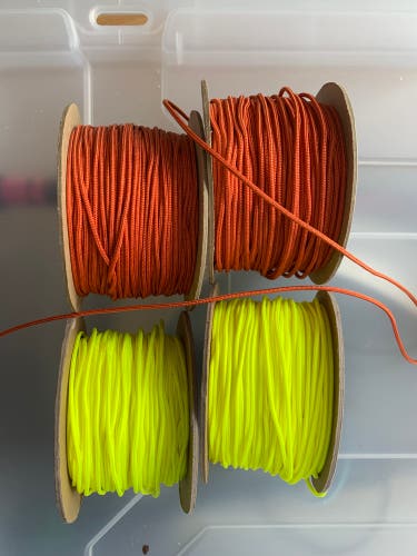 Crosslace spools Burnt Orange and Neon yellow