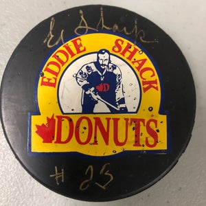 Eddie Shack autographed hockey puck