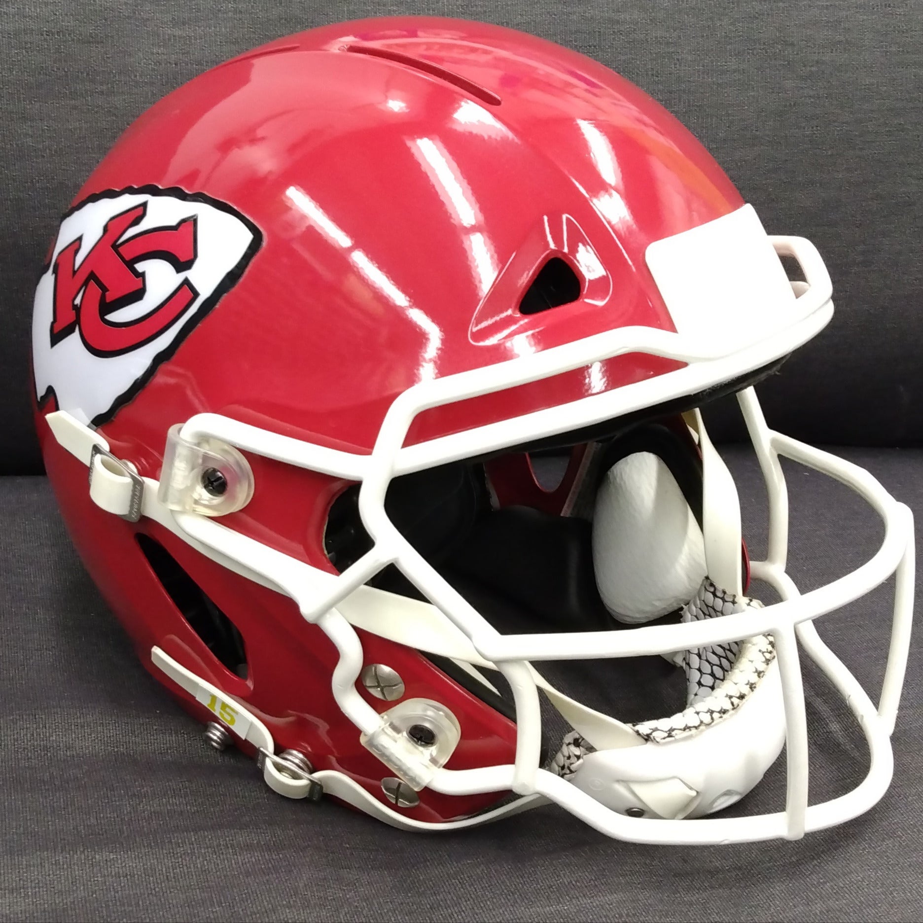 Kansas City Chiefs CUSTOM Matte Black - Metallic Silver Mini Football Helmet