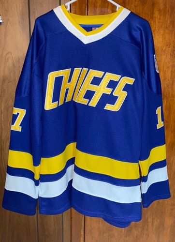 Slap Shot Chiefs HANSON #17 Jersey Large Blue