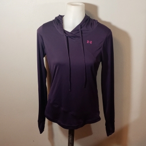 UNDER ARMOUR HEAT GEAR FITTED HOODIE WOMENS M RUNNING FITNESS TOP QUICK DRY LN!!
