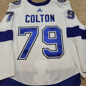 ROSS COLTON 2021 Stanley Cup Finals Tampa Bay Lightning PM Game Worn Jersey