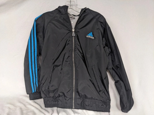 Adidas Youth Hooded Waterproof Jacket Size Youth Medium Color Black Condition Us