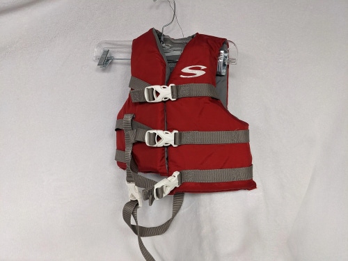 Stearns Type Ill PFD Youth Ski Vest Size Child 30 - 50 Lbs Color Red Condition U
