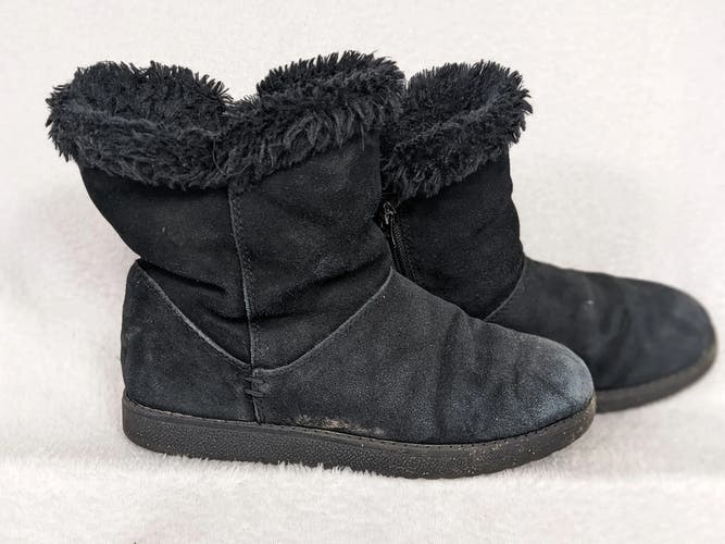 Suede Fleece Lined Snow Boots Size 6 Color Black Condition Used